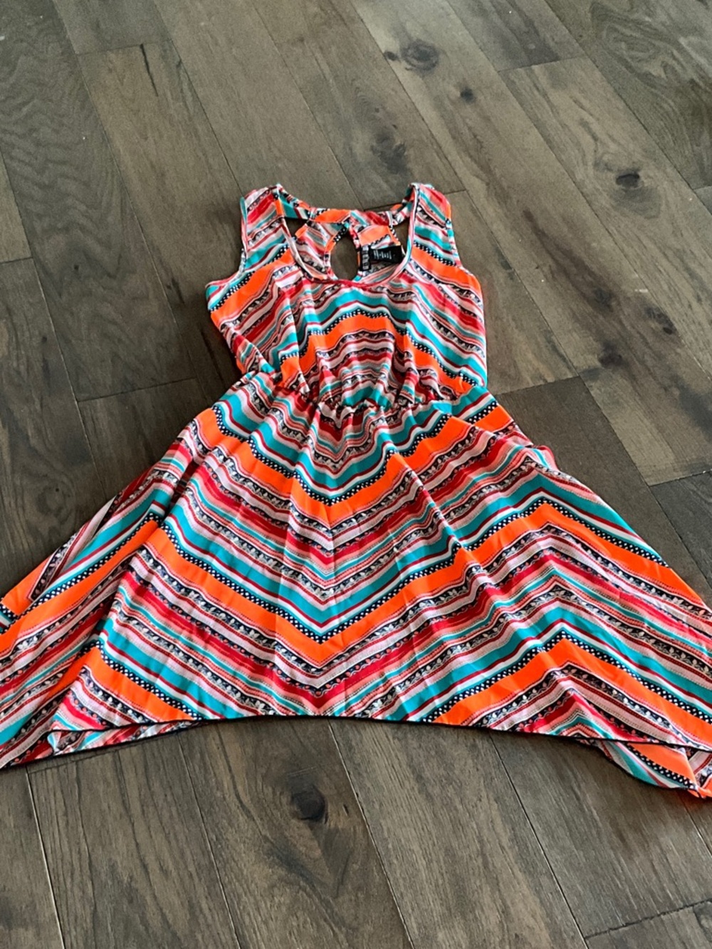 Bright Orange Multi-Stripe Lady Summer Dress